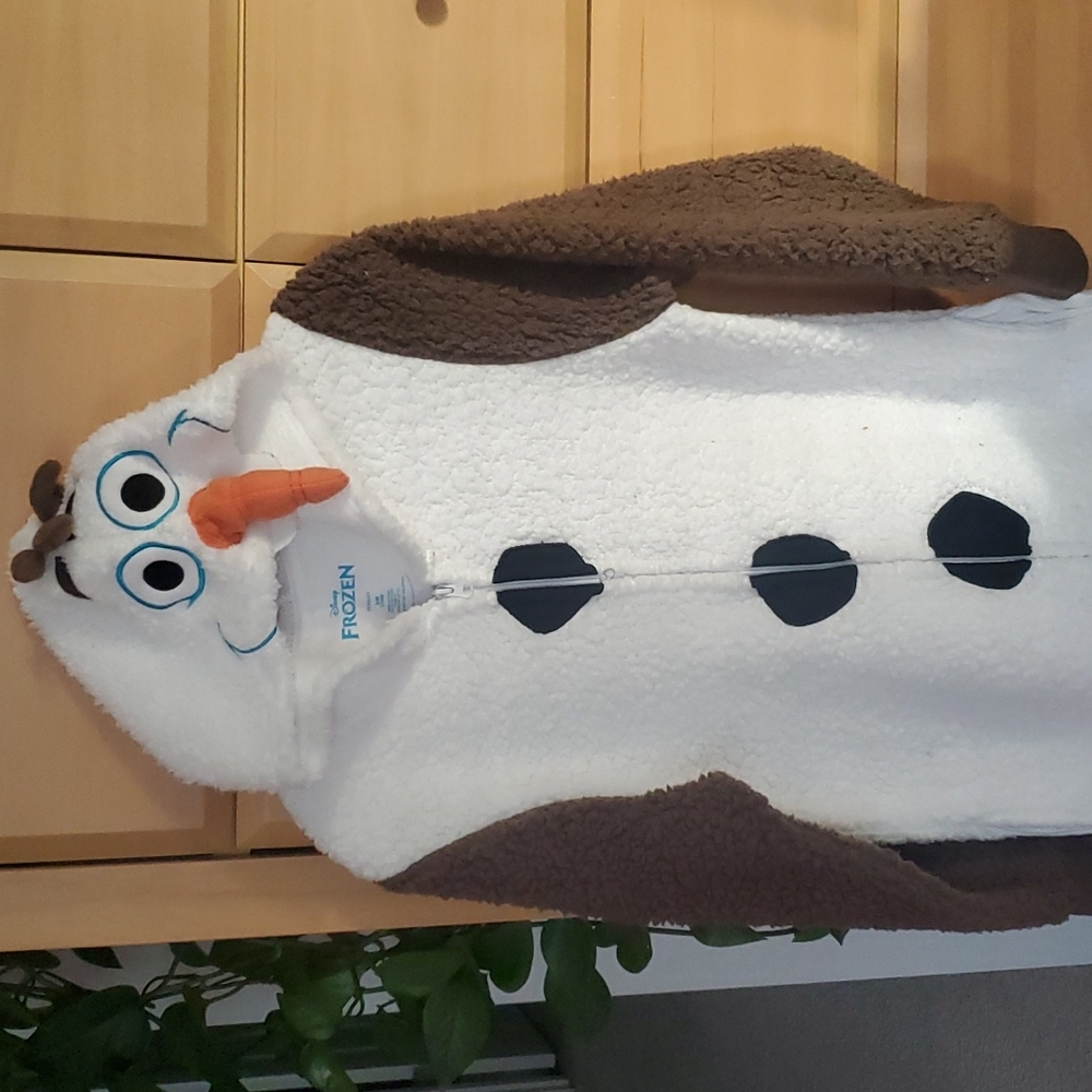 Disney Olaf hooded fuzzy pajamas small zip front